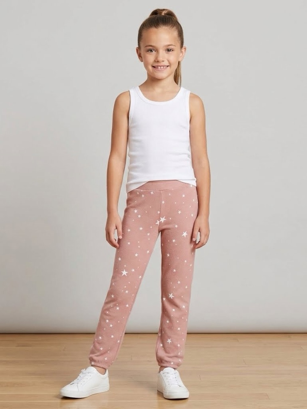 Wildfox Kids Dusty Rose Pink White Stars Sweatpants NEW XL Size 14-16 NWT